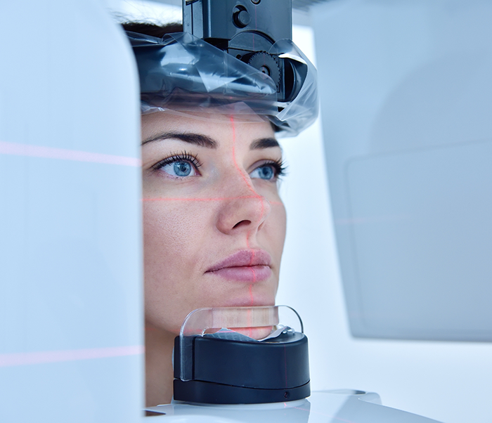 Dental patient having a scan taken of her mouth and jaws